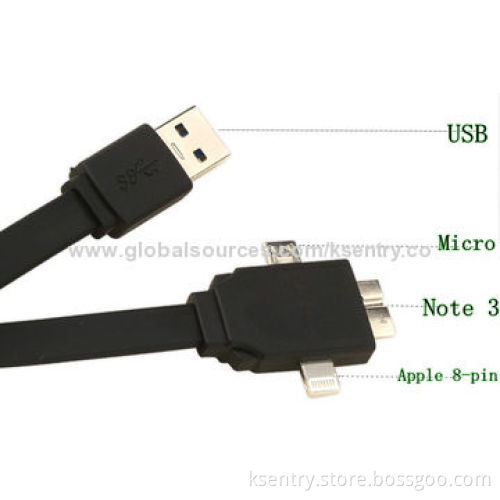 2014 New Design 3-in-1 Cable with for Samsung Note 3, iPhone5 and All Micro Connectors Mobile